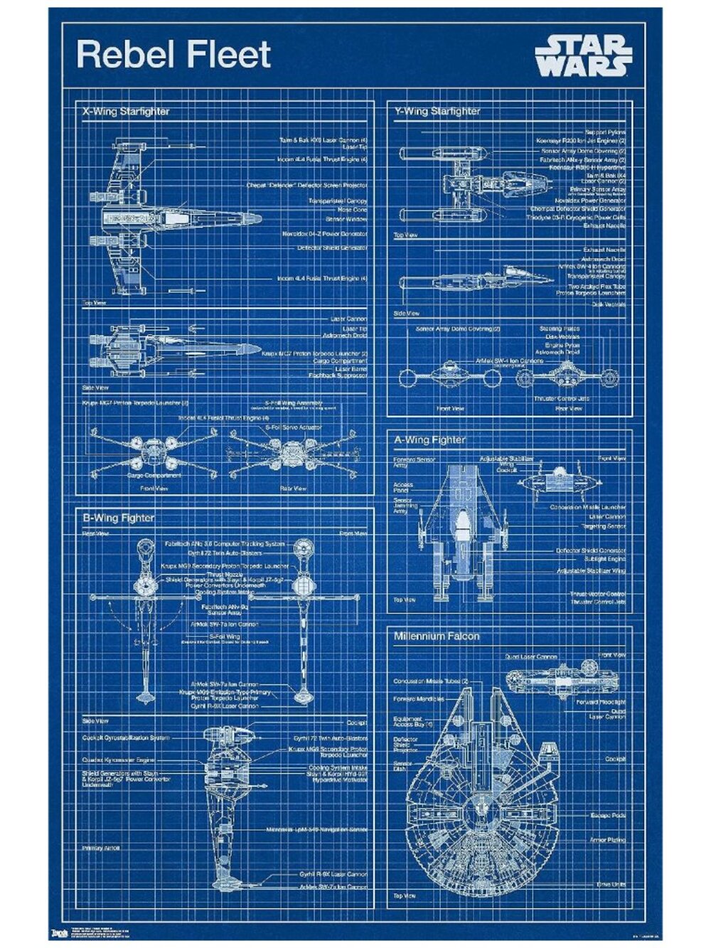 Star Wars: Saga - Rebel Blueprint Wall Poster  22.375" x 34" inches